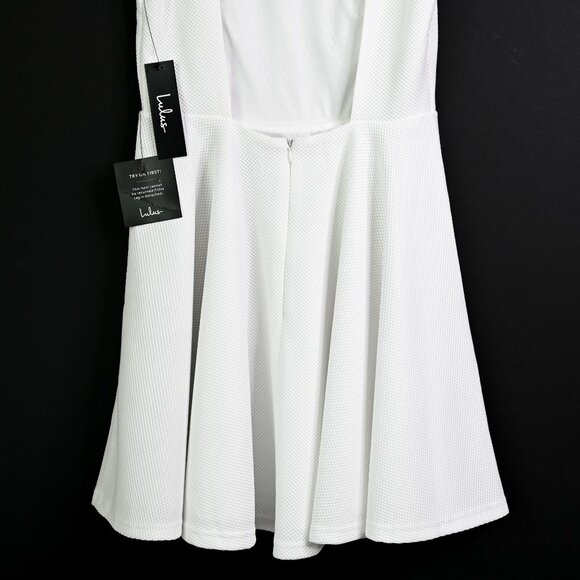 LULUS White Gal About Town Open Back Sleeveless Skater Dress - Size Medium - NWT - Picture 9 of 16